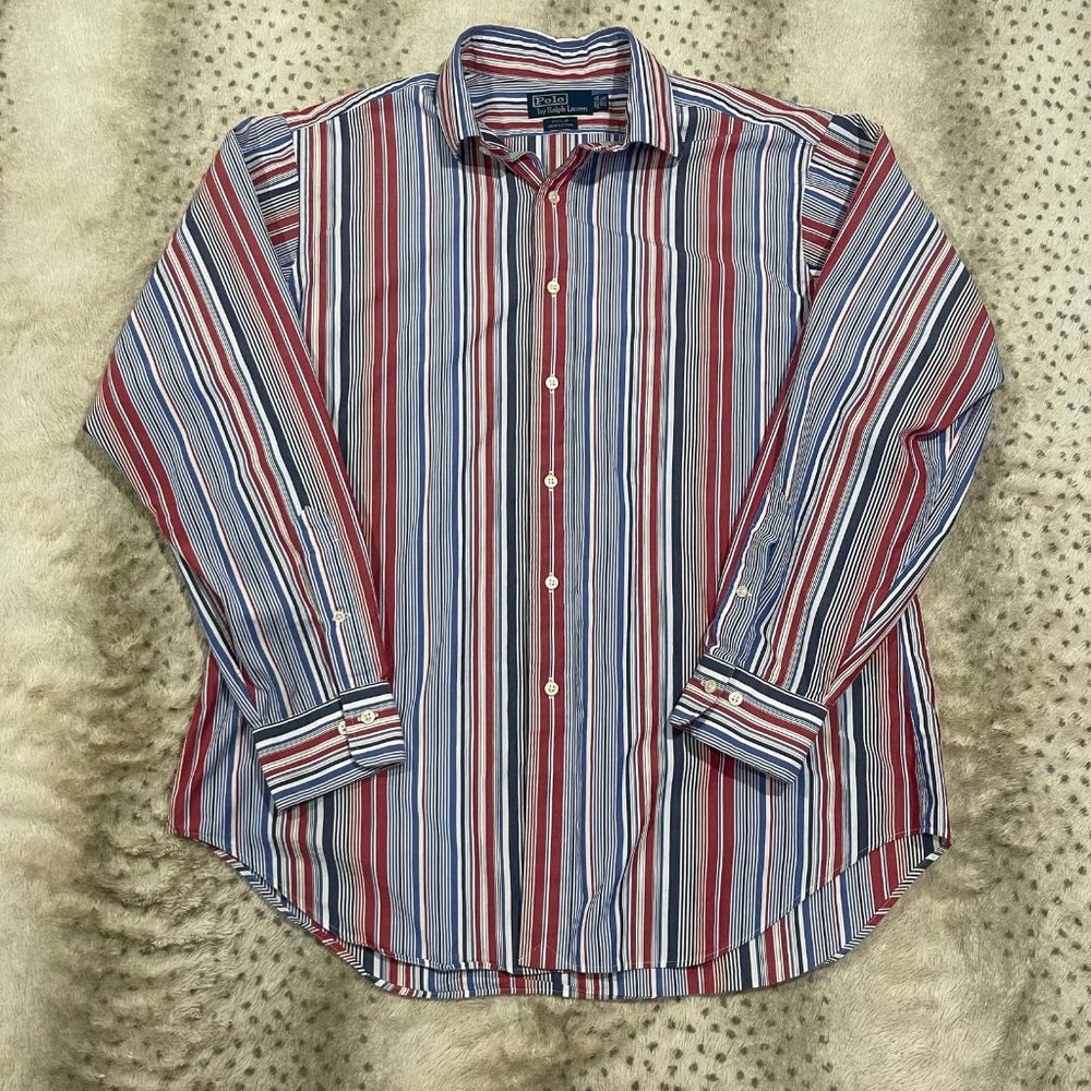 Polo by Ralph Lauren, striped long sleeve, button down, vintage XL